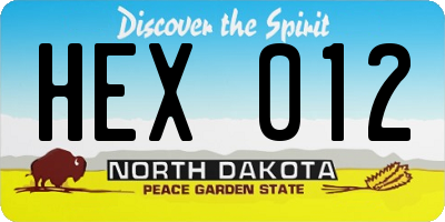 ND license plate HEX012