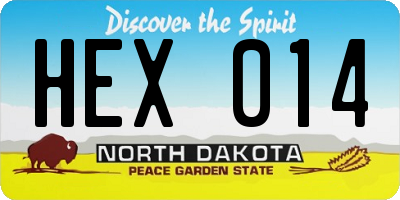 ND license plate HEX014