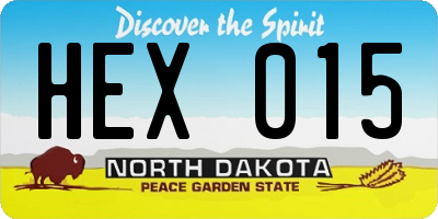 ND license plate HEX015