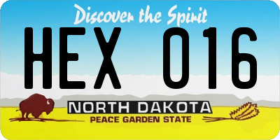 ND license plate HEX016