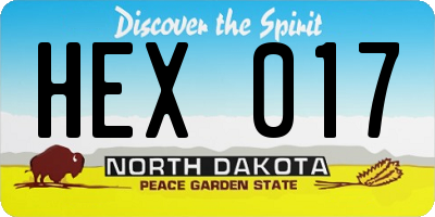 ND license plate HEX017