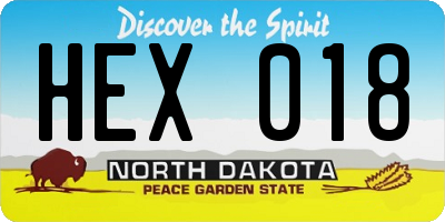 ND license plate HEX018
