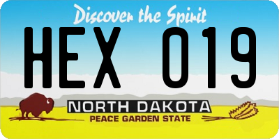 ND license plate HEX019