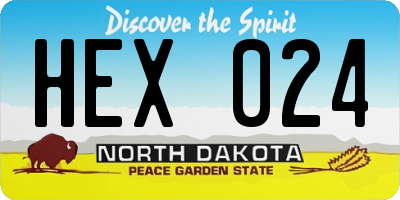 ND license plate HEX024