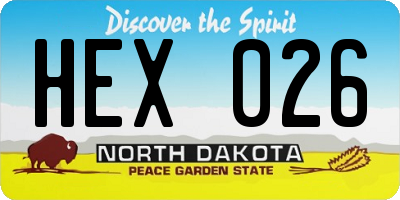 ND license plate HEX026