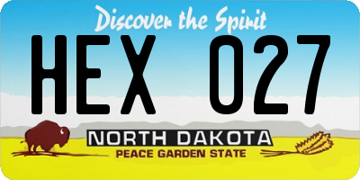 ND license plate HEX027