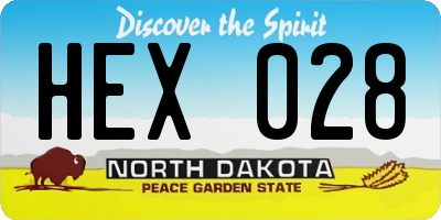 ND license plate HEX028