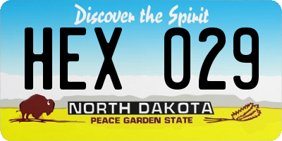 ND license plate HEX029