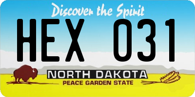 ND license plate HEX031