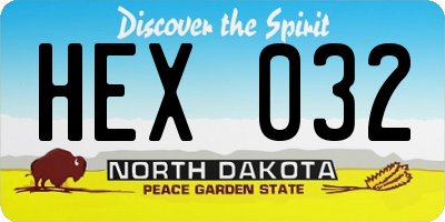 ND license plate HEX032