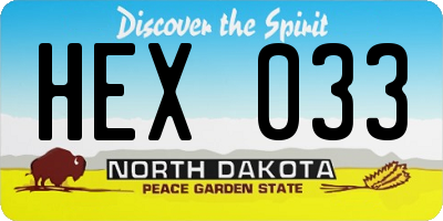 ND license plate HEX033