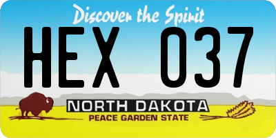 ND license plate HEX037