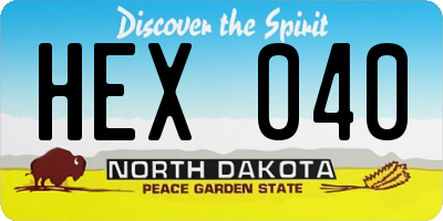 ND license plate HEX040