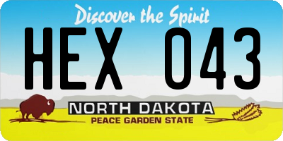 ND license plate HEX043