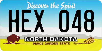 ND license plate HEX048