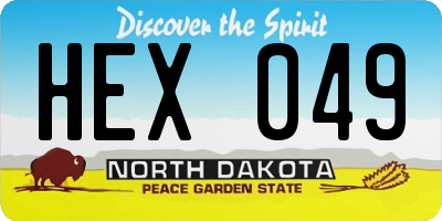 ND license plate HEX049