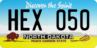 ND license plate HEX050