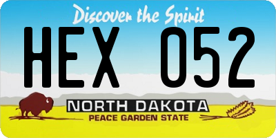 ND license plate HEX052