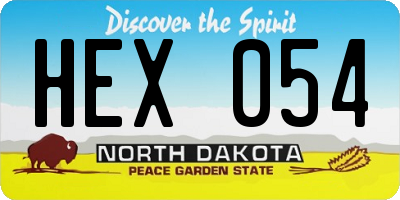 ND license plate HEX054