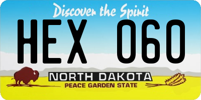 ND license plate HEX060