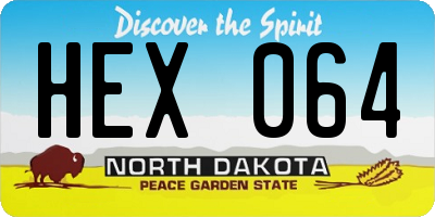 ND license plate HEX064