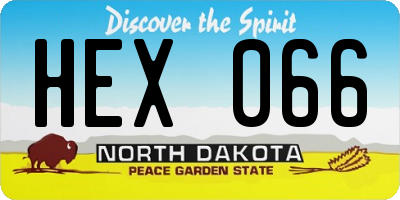 ND license plate HEX066