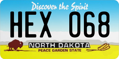 ND license plate HEX068