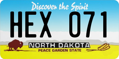 ND license plate HEX071