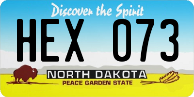 ND license plate HEX073