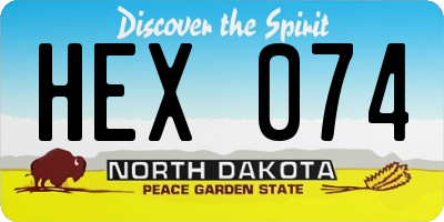 ND license plate HEX074