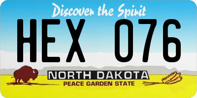 ND license plate HEX076