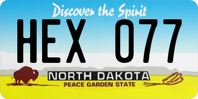 ND license plate HEX077