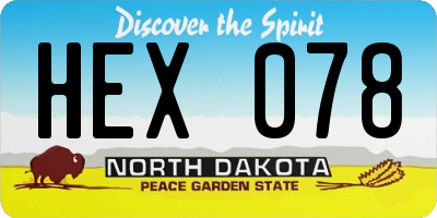ND license plate HEX078