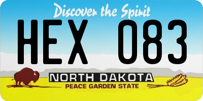 ND license plate HEX083