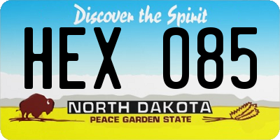 ND license plate HEX085