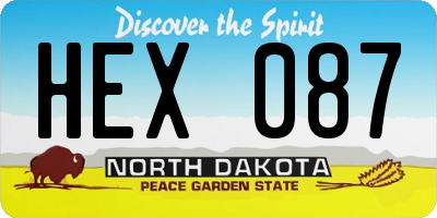 ND license plate HEX087