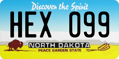 ND license plate HEX099