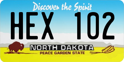 ND license plate HEX102
