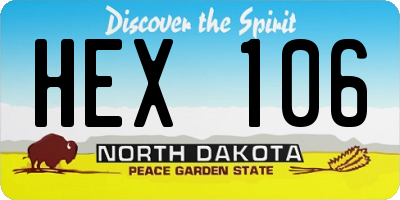 ND license plate HEX106