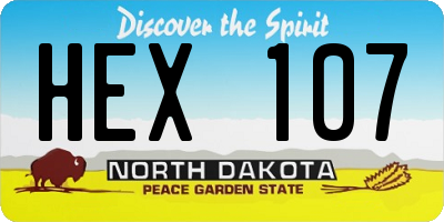 ND license plate HEX107