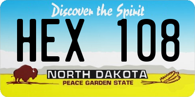 ND license plate HEX108