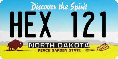 ND license plate HEX121