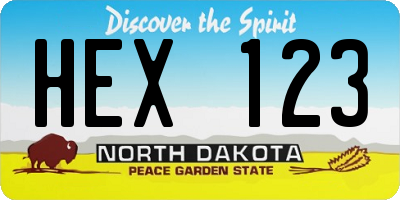 ND license plate HEX123
