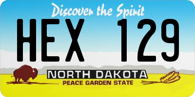 ND license plate HEX129