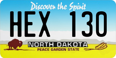 ND license plate HEX130