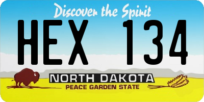 ND license plate HEX134