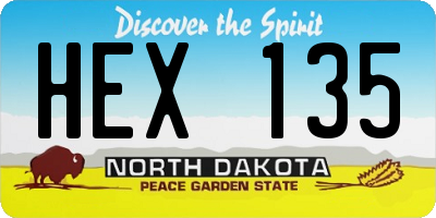 ND license plate HEX135