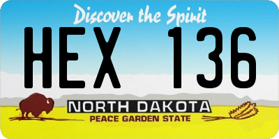 ND license plate HEX136
