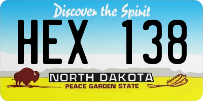 ND license plate HEX138