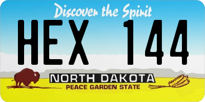 ND license plate HEX144